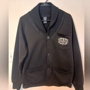 Crooks and Castles mens black cardigan jacket. Size Medium.